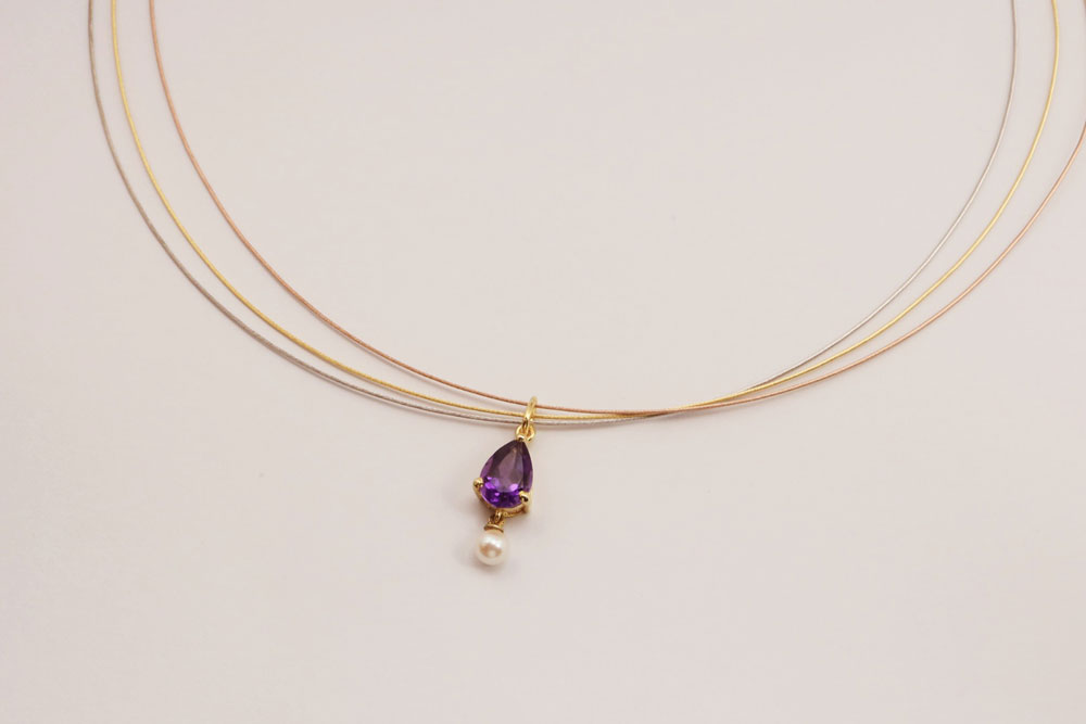 Three layer amethyst necklace